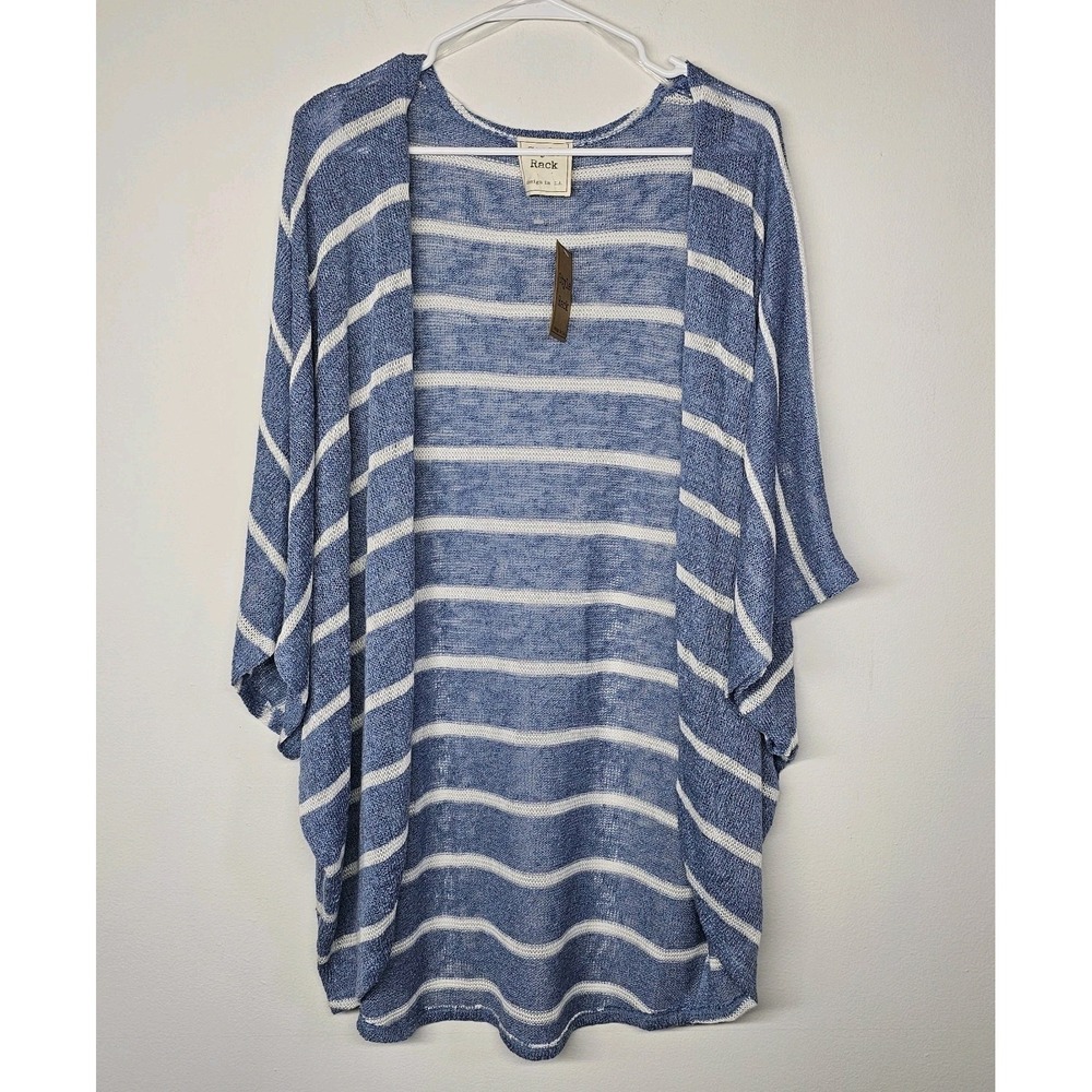 NWT Style Rack Womens Size Medium Sweater Open Front Cardigan Beachy Striped